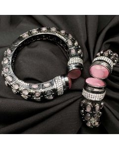 Premium Quality Designer Oxidised Kada Multi Color Gemstone Kada Jewelry