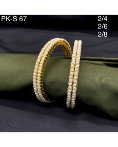 Designer Traditional Pearl Bangles Gold Plated Real Pearl Bangles For Women 