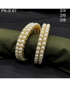 Designer Fresh Water Pearl Bangles Gold Plated Real Pearl Bangles For Women 