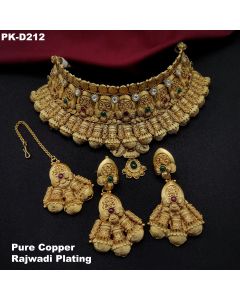 Premium Quality Pure Copper Rajwadi Plated Choker set For Womens 