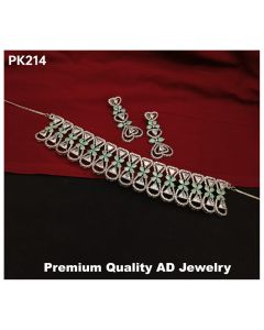 Premium Quality American Diamond Butterfly Design Jewelry Choker set (Light Blue)