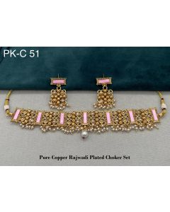 Pure Copper choker Rajwadi Plating gemstone Necklace indian weddings jewelry set 