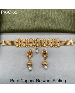 Pure Copper choker Rajwadi Plating Necklace indian weddings jewelry set 