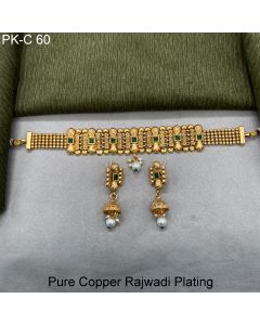 Pure Copper choker Rajwadi Plating Necklace indian weddings jewelry set 