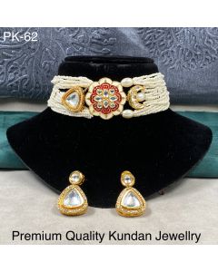 Premium Quality jewellery Brass Polki Kundan Choker Necklace Set For Women With Earrings 