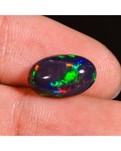 Marvellous Top Grade Quality 100% Natural Black Ethiopian Opal Oval Shape Cabochon Loose Gemstone For Making Jewelry 2.5 Ct. 12X8X4 mm CG-78