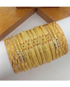 Shining Diva Fashion Set of 12 Latest Traditional Stylish Gold Plated Bangles For Women 