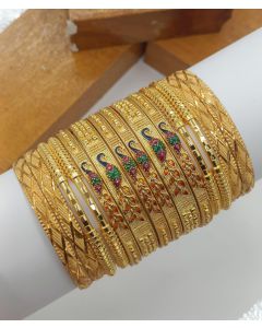 Shining Diva Fashion Set of 12 Latest Traditional Stylish Gold Plated Bangles For Women 