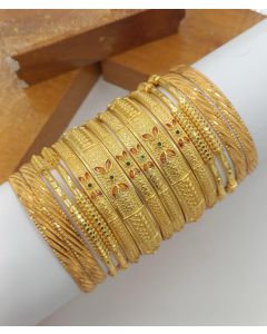 Shining Diva Fashion Set of 12 Latest Traditional Stylish Gold Plated Bangles For Women 