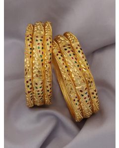 6 Piece Best Quality Golden Finish Work Pure Brass Fancy Bangle Woman Jewelry Stylish Bangles Design Set
