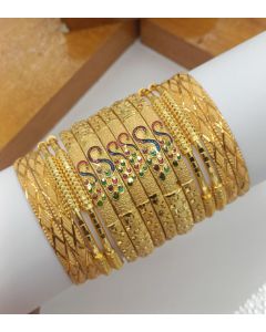 Shining Diva Fashion Set of 12 Latest Traditional Stylish Gold Plated Bangles For Women 