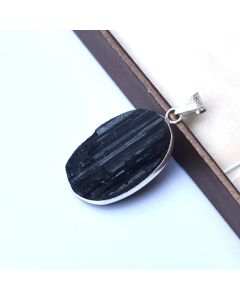 Black Tourmaline Pendant 925 Sterling Silver Pendant Jewelry Natural Gemstone Pendant 75 ct