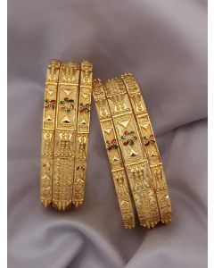 6 Piece Best Quality Golden Finish Work Pure Brass Fancy Bangle Woman Jewelry Stylish Bangles Design Set