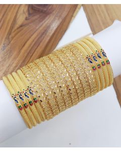 Shining Diva Fashion Set of 12 Latest Traditional Stylish Gold Plated Bangles For Women 