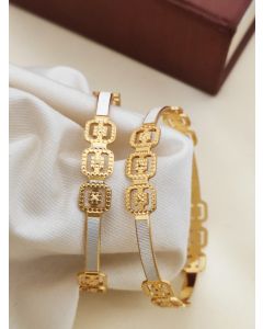 2 Piece Best Quality Golden Finish Work Pure Brass Fancy Bangle Woman Jewelry Stylish Bangles Design Bangles 