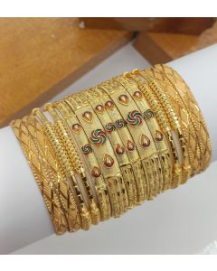 Shining Diva Fashion Set of 12 Latest Traditional Stylish Gold Plated Bangles For Women 