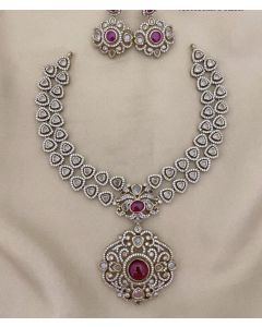 Emerald Set American Diamond & CZ Indian Bridal Wedding Necklace Set 