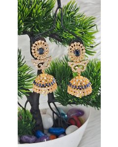 High End Women's expensive Gold Plated CZ / AD Drop Earrings for Women 