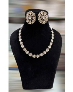 Highly Finished Uncut Polki Victorian Necklace, Victorian CZ Choker Necklace, Uncut Polki Engagement Jewelry, CZ Kundan Uncut Polki Necklace