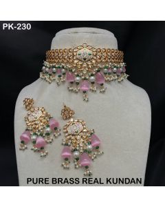 Premium Quality Pure Brass And Real Kundan Set Jewelry With Earrings