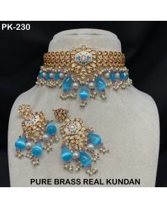 Premium Quality Pure Brass And Real Kundan Set Jewelry With Earrings For Women 