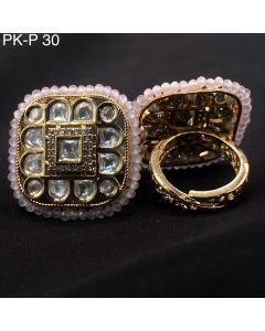 Buy Premium Quality Gold Plated Real Kundan Wedding Rings Adjustable Rings  