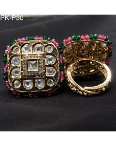 Buy Premium Quality Gold Plated Real Kundan Wedding Rings Adjustable Rings  