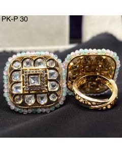 Buy Premium Quality Gold Plated Real Kundan Wedding Rings Adjustable Rings  