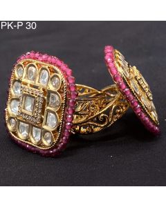 Buy Premium Quality Gold Plated Real Kundan Wedding Rings Adjustable Rings  