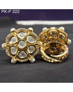  Premium Quality Gold Plated Real Kundan Wedding Rings Adjustable Rings For Women