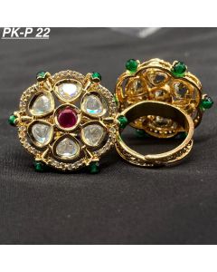  Premium Quality Gold Plated Real Kundan Wedding Rings Adjustable Rings For Women