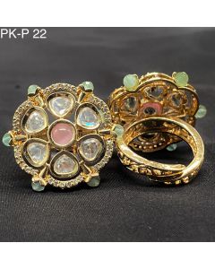  Prems Fium Quality Gold Plated Real Kundan Wedding Rings Adjustable Ringor Women