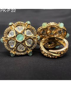  Prems Fium Quality Gold Plated Real Kundan Wedding Rings Adjustable Ringor Women