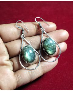 Sterling Solid Silver Earring, Boho Earring, Labradorite Earring, Dangle Earring, Handcrafted Earring, Hoop Earring, Bride Earring