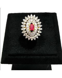 Rubans Women Gold-Plated & White CZ-Studded Adjustable Finger Ring.