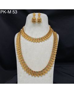 Traditional South Indian Temple Jewelry Necklace Set For Women With Earrings.