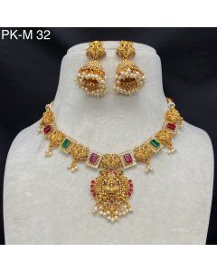 Multi Gemstone Matt Wedding Jewelry Set Designer Necklace with earrings Jewelry 