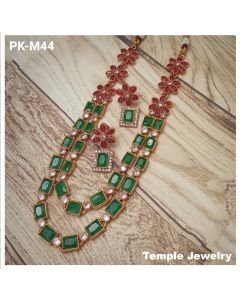 Copper Emerald & Ruby Gemstone Jewelry Designer Necklace & Earrings Jewelry.