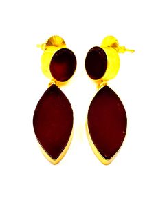 Gold plated Stud Earring Carnelian Rough Push Back Earrings Birthday Gifts Women 