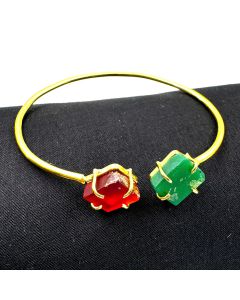 Designer Gemstone Cuff Bracelet For Women Heating Raw Stone Bangle Jewelry 