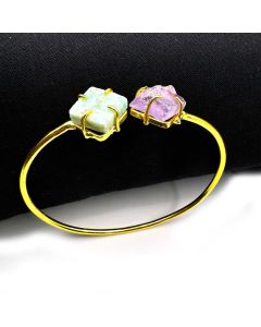 Gemstone Bracelet Birthstone Bracelet Raw Stone Gold Plated cuff Bracelet 