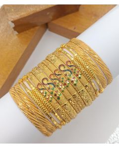 Shining Diva Fashion Set of 12 Latest Traditional Stylish Gold Plated Bangles For Women 