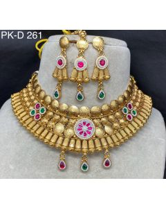 Antique Buy Choker Pure Gold Brass Wedding Wear Necklace Woman Jewelry Set