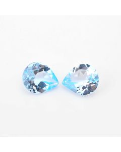 1 Pair AAA Quality Natural Blue Swiss Topaz Pear Faceted Cut Loose Certified Gemstone Untreated Pair Ready for Jewelry Setting 9.5 Ct 12X10X6 mm 