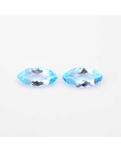 1 Pair AAA Quality Natural Blue Swiss Topaz Marquise Shape Faceted Cut Loose Certified Gemstone Untreated Pair Ready for Jewelry Setting 12.5 Ct 18X9X6 mm