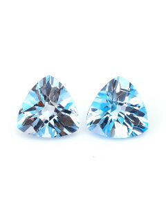 1 Pair AAA Quality Natural Blue Swiss Topaz Trillion Shape Faceted Cut Loose Certified Gemstone Untreated Pair Ready for Jewelry Setting 14 Ct 12X12X8 mm