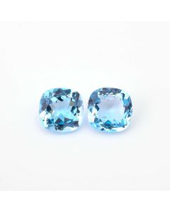 1 Pair AAA Quality Natural Blue Swiss Topaz Cushion Shape Faceted Cut Loose Certified Gemstone Untreated Pair Ready for Jewelry Setting 19.5 Ct 13X13X7 mm