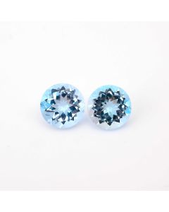 1 Pair AAA Quality Natural Blue Swiss Topaz Round Shape Faceted Cut Loose Certified Gemstone Untreated pair Ready for Jewelry Setting 14 Ct 12X12X7 mm