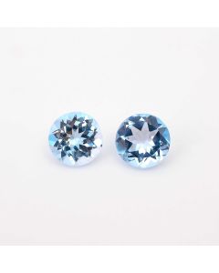 1 Pair AAA Quality Natural Blue Swiss Topaz Round Shape Faceted Cut Loose Certified Gemstone Untreated pair Ready for Jewelry Setting 8 Ct 10X10X6 mm