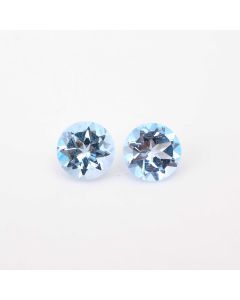 1 Pair AAA Quality Natural Blue Swiss Topaz Round Shape Faceted Cut Loose Certified Gemstone Untreated pair Ready for Jewelry Setting 6 Ct 9X9X6mm